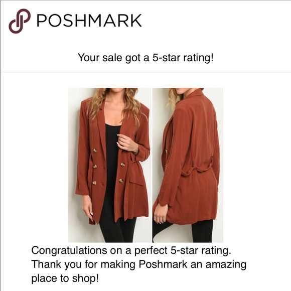 BROWN EARTH COLOR BELTED & BUTTON CLOSURE JACKET - Picture 8 of 8